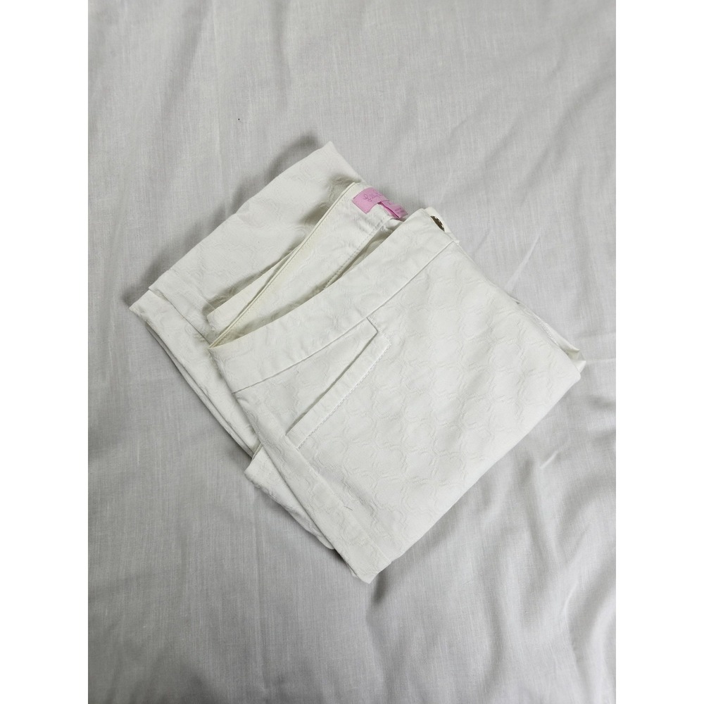 Lilly Pulitzer Pants Womens 2 White Jacquard Textured Straight Leg Cotton